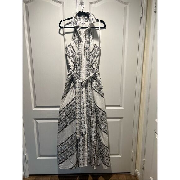 LACE the Label White Grey Collared Sleeveless Maxi Dress Vacation size S NWT $69 - Picture 4 of 8